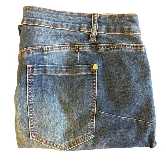 ELOQUII Gena Fit Peach Lift Button Fly Jeans, Size 22 Dark Wash - Picture 11 of 15